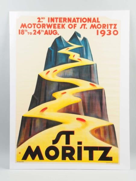 1930 ST. MORITZ INTL MOTORWEEK POSTER.           