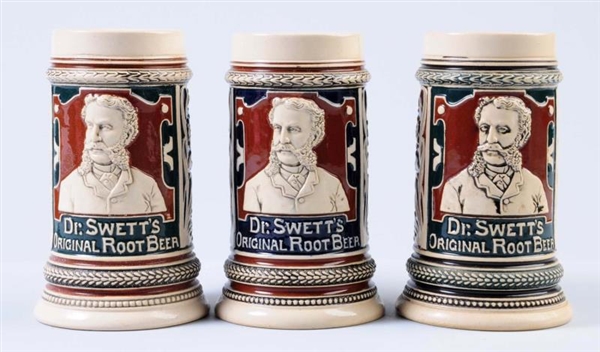 LOT OF 3: DR. SWETTS ROOT BEER MUGS.             