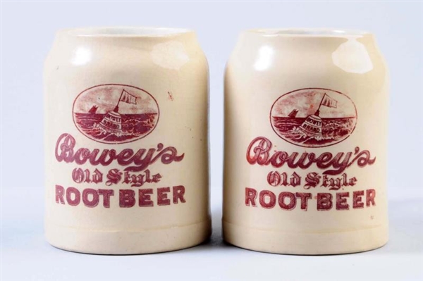LOT OF 2: BOWEYS OLD STYLE ROOT BEER MUGS.       