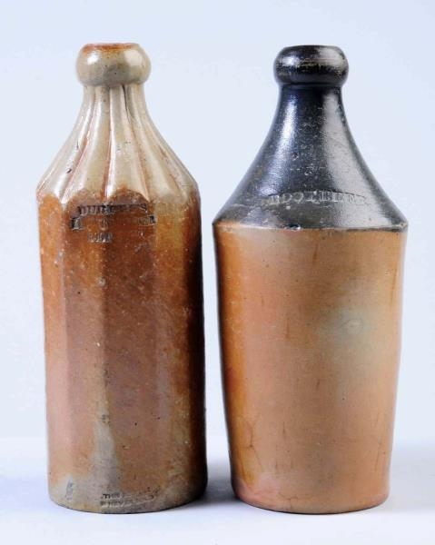 LOT OF 2: EARLY STONEWARE ROOT BEER BOTTLES.      