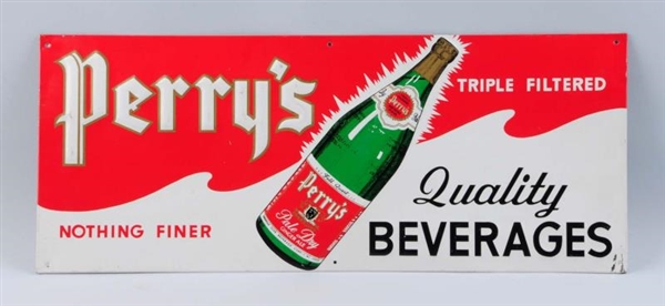 PERRYS QUALITY BEVERAGES TIN SIGN.               