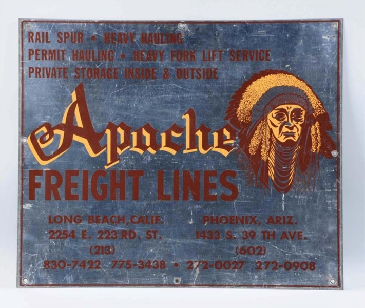 APACHE FREIGHT LINES METAL SIGN.                  