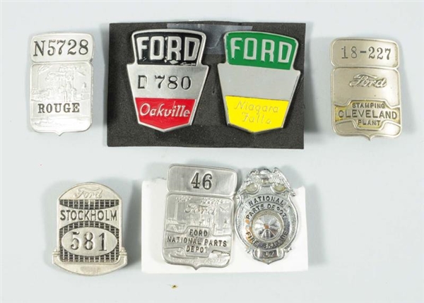 LOT OF 7: DIFFERENT FORD EMPLOYEE PLANT BADGES.   