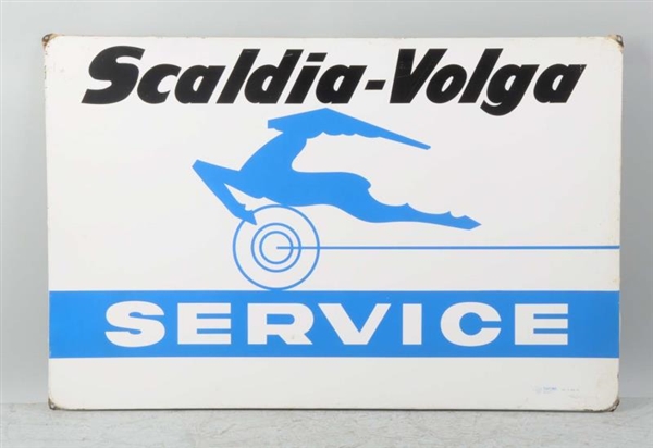 TIN SCALDIA-VOLGA SERVICE ROLLED-EDGE SIGN.       