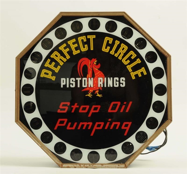 PERFECT CIRCLE PISTON RINGS OCTAGON SPINNER SIGN. 