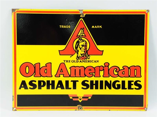 PORCELAIN OLD AMERICAN ASPHALT SHINGLES SIGN.     
