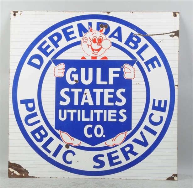 PORCELAIN GULF STATE UTILITIES SIGN.              