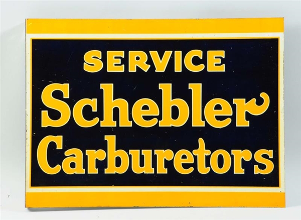 TIN SERVICE SCHEBLER CARBURETORS FLANGE SIGN.     