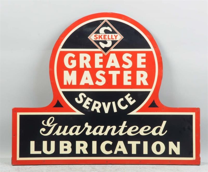 TIN DIE-CUT SKELLY GREASE MASTER SERVICE SIGN.    