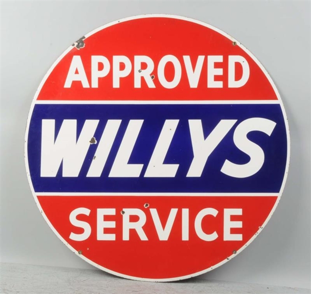 PORCELAIN WILLYS APPROVED SERVICE SIGN.          