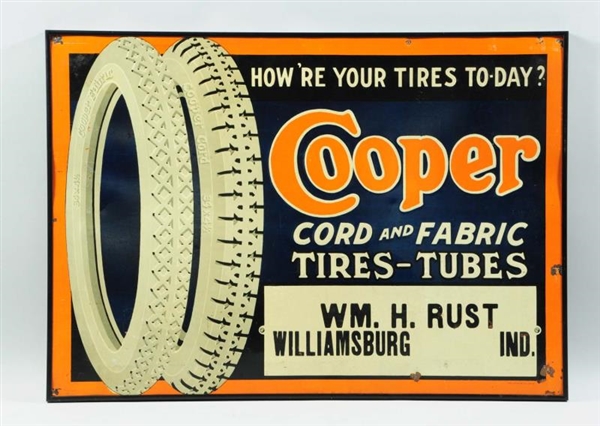 TIN COOPER CORD AND FABRIC TIRES-TUBES SIGN.      
