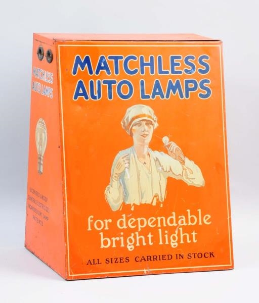 METAL MATCHLESS AUTO LAMPS COUNTERTOP DISPLAY.    