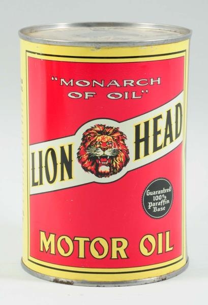 GILMORE LION HEAD MOTOR OIL ONE-QUART CAN.        