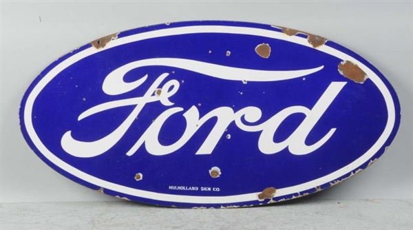 DOUBLE-SIDED PORCELAIN FORD OVAL SIGN.            