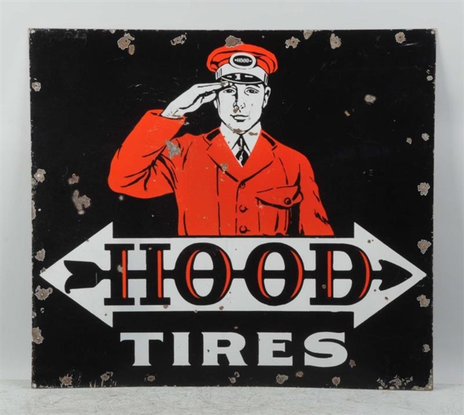 DOUBLE-SIDED PORCELAIN HOOD TIRES SIGN.           