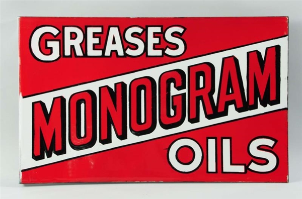 PORCELAIN MONOGRAM GREASES OILS FLANGE SIGN.      