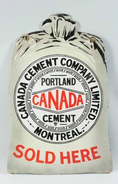 PORCELAIN CANADA PORTLAND CEMENT SOLD HERE SIGN.  