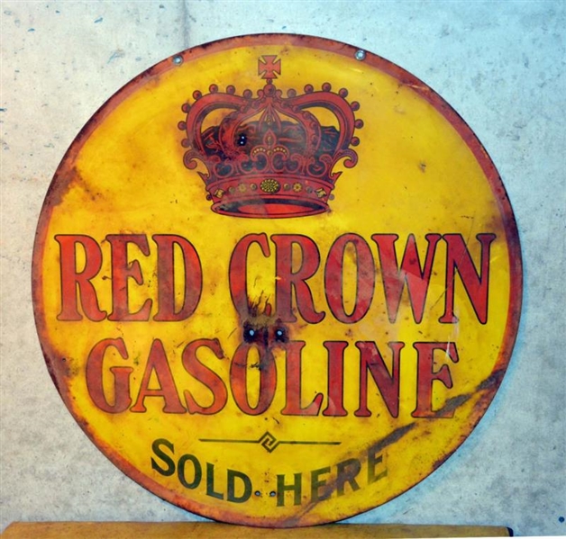 RED CROWN GASOLINE "SOLD HERE" WITH LOGO SIGN.    