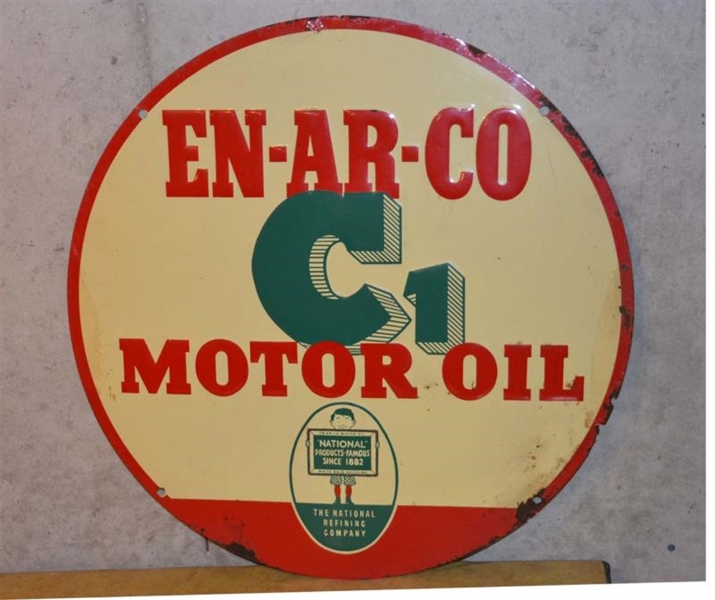 EN-AR-CO MOTOR OIL SIGN WITH SMALL LOGO.          