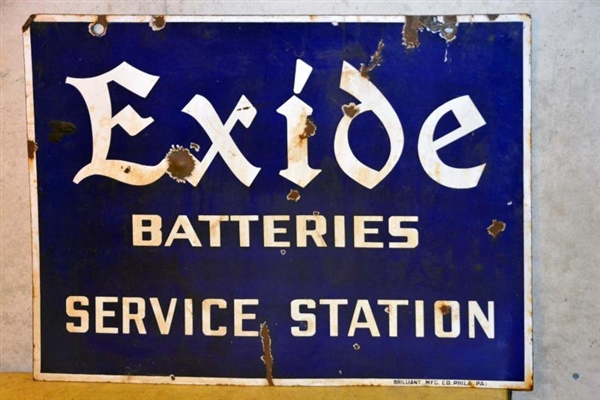 EXIDE BATTERIES "SERVICE STATION" SIGN.           