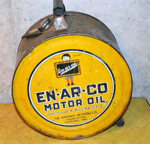 EN-AR-CO MOTOR OIL FIVE GALLON ROCKER CAN.        