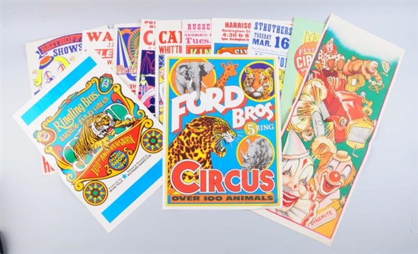 LOT OF CIRCUS POSTERS AND WINDOW CARDS.           