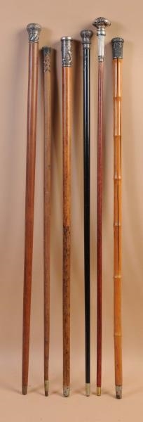 LOT OF 6: SILVER TIPPED CANES.                    