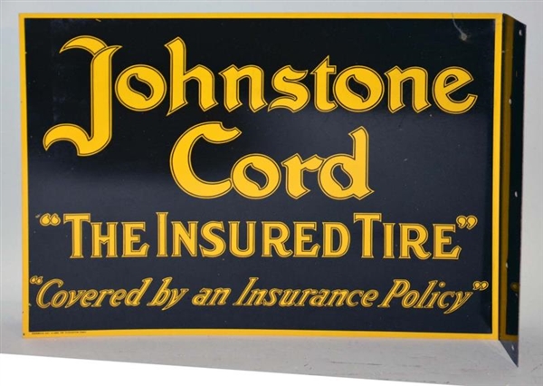 TIN FLANGE JOHNSTONE CORD "THE INSURED TIRE" SIGN 