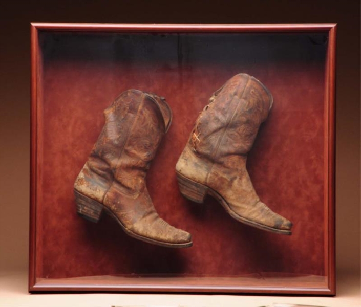 SHADOWBOX WITH COWBOY BOOTS.                      