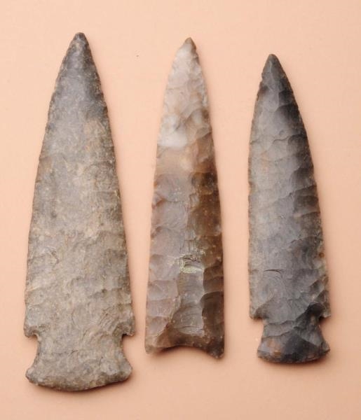 LOT OF 3: MODERN TEXAS GRAY GHOST SPEAR POINTS.   