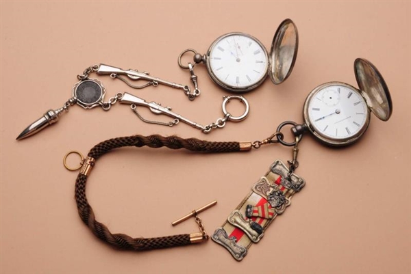 LOT OF 2: POCKETWATCHES WITH CHAINS.              