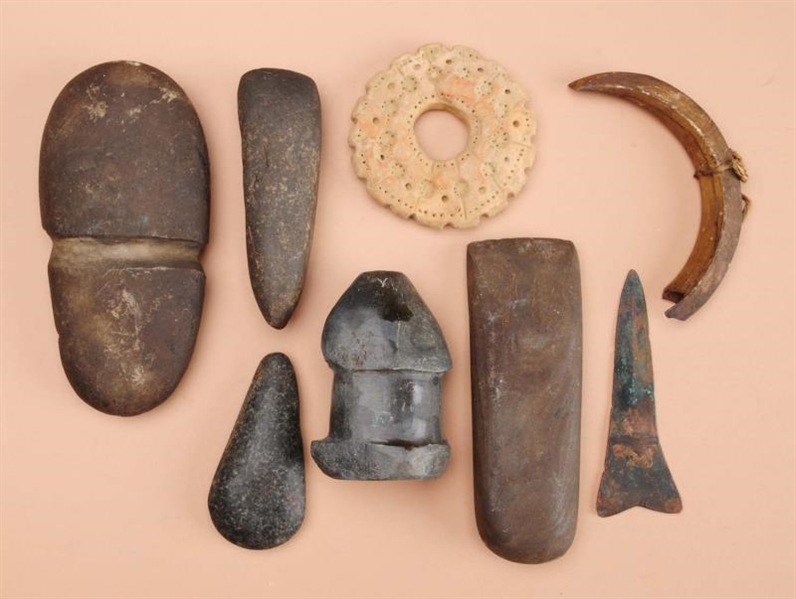 LOT OF 9: MISCELLANEOUS ARTIFACTS.                