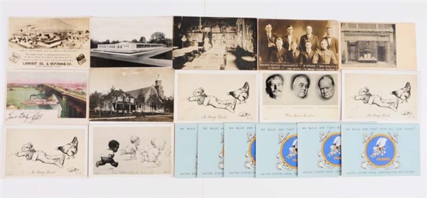 LOT OF 31:  INTERESTING MIXTURE OF POSTCARDS.     