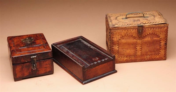 LOT OF 3: ASSORTED WOODEN BOXES.                  