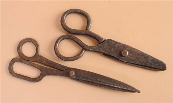 LOT OF 2: HAND FORGED EARLY SCISSORS.             