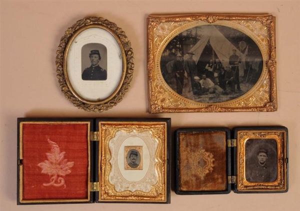 LOT OF CIVIL WAR TIN TYPES IN FRAMES AND CASES.   
