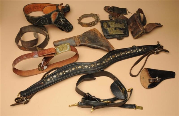LOT OF LEATHER ITEMS.                             