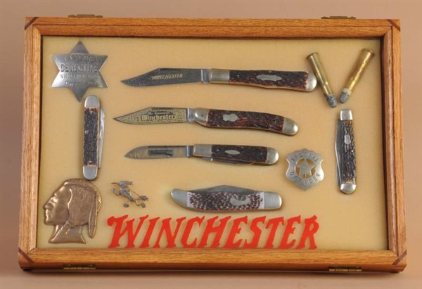 WINCHESTER DISPLAY CASE & CONTENTS.               