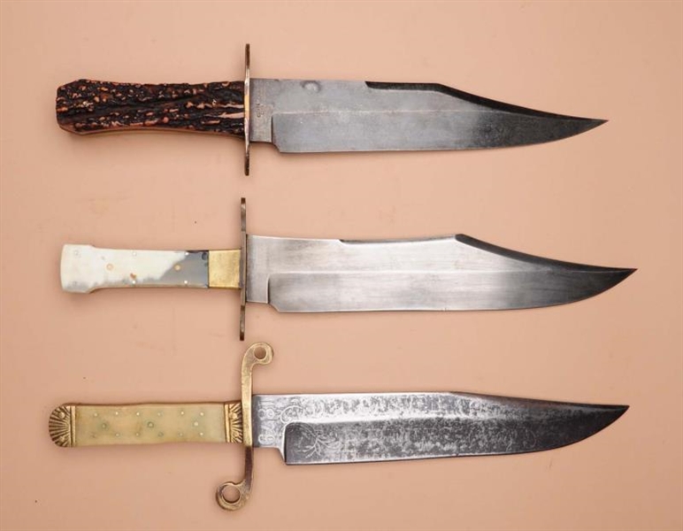 LOT OF 3: BOWIE KNIFE REPLICAS.                   