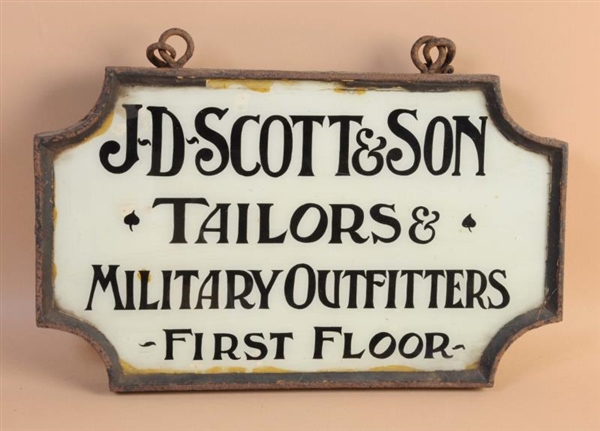 EARLY IRON & GLASS TAILOR SIGN.                   