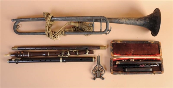 LOT OF 6: EARLY MUSICAL WIND INSTRUMENTS.         