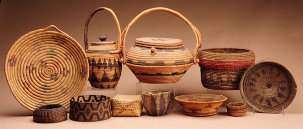 LOT OF 9: NATIVE AMERICAN BASKETS.                