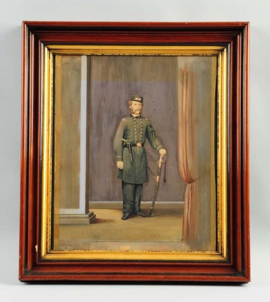 FRAMED DRAWING OF UNION SOLDIER.                  