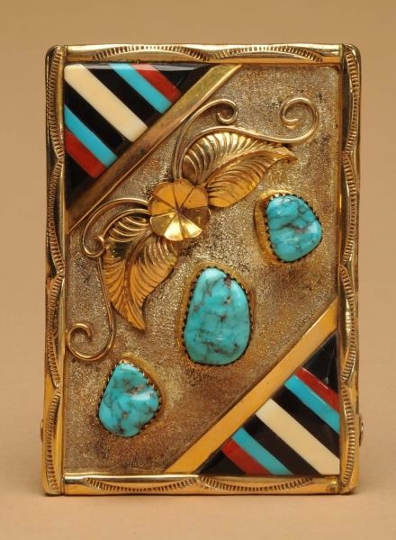TURQUOISE SILVER BELT BUCKLE.                     