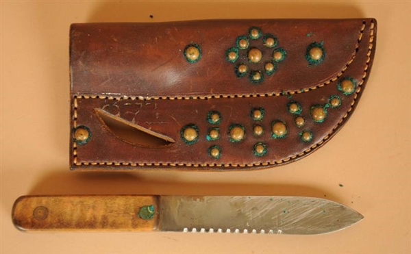 AMERICAN INDIAN PRIMITIVE KNIFE AND SHEATH.       