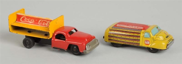 LOT OF 2:TIN FRICTION COCA - COLA TOY TRUCKS.     