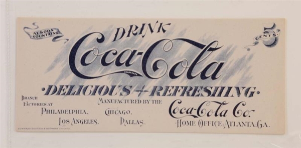 1904 COCA-COLA INK BLOTTER.                       