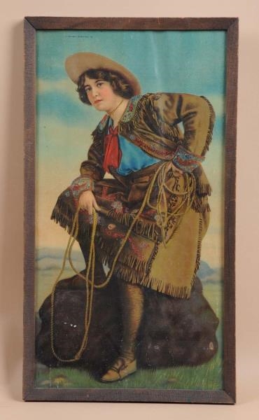 EARLY COLOR IMAGE OF A COWGIRL.                   