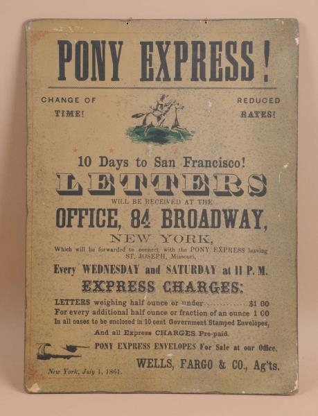 REPRODUCTION PONY EXPRESS POSTER.                 