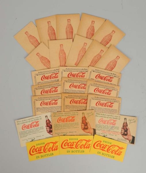 LOT OF: 20+ 1930S COCA - COLA COUPONS.            